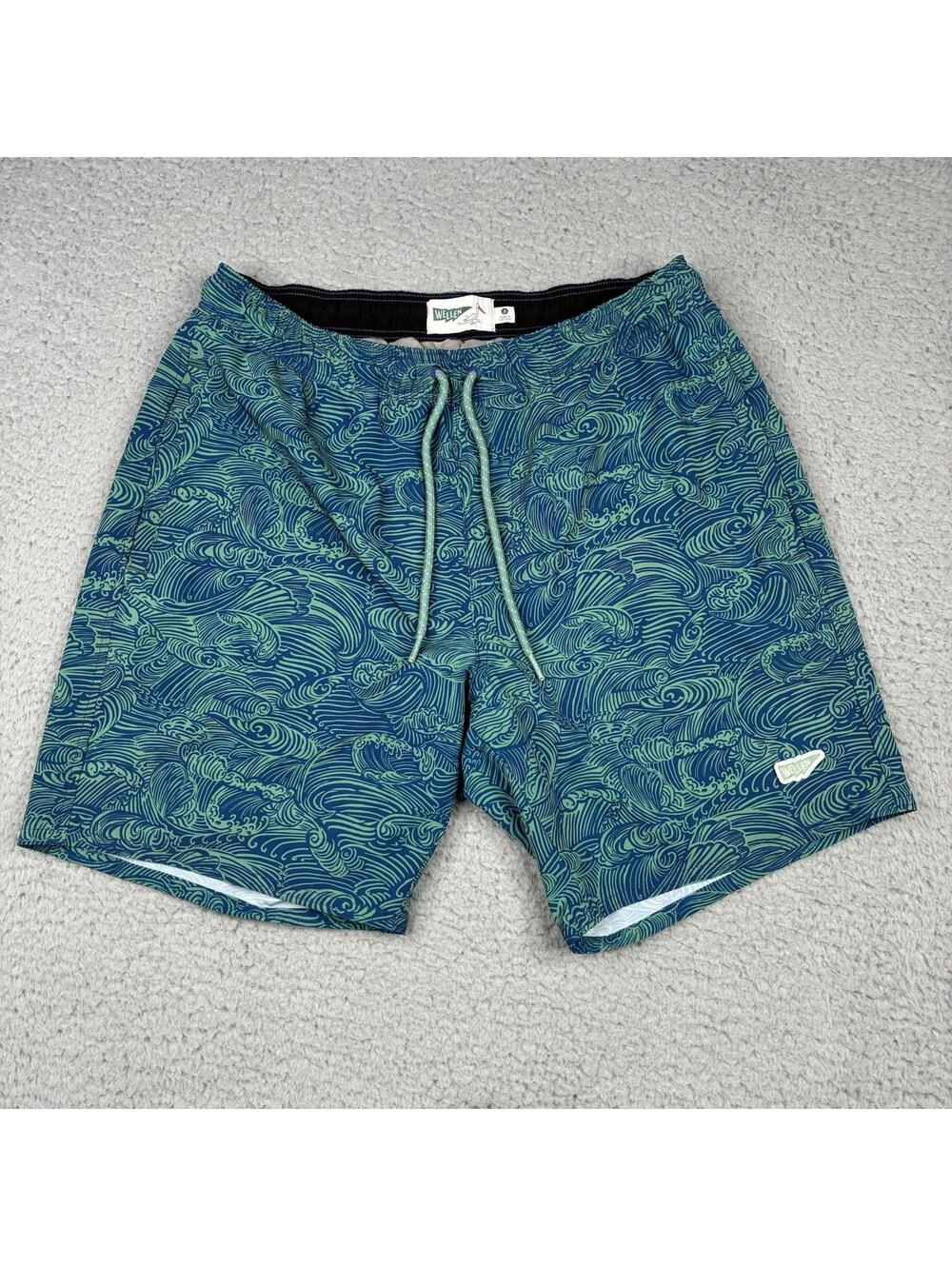 Wellen Performance Lined Swim Trunks Men S Wave 6" Drawstring Beach Stretch AOP